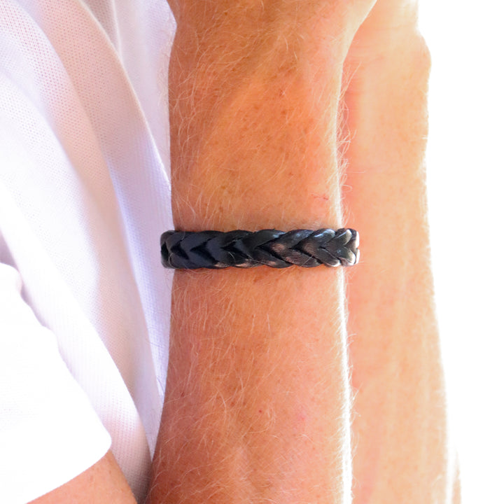 Black braided leather bracelet