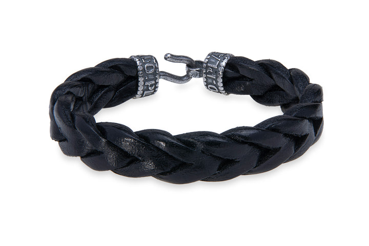 Pulsera de cuero negro trenzado Mavis