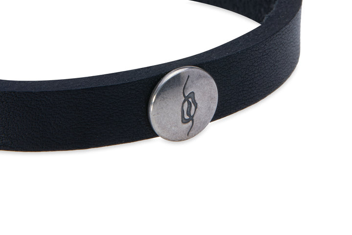 Leather bracelet with silver stamp