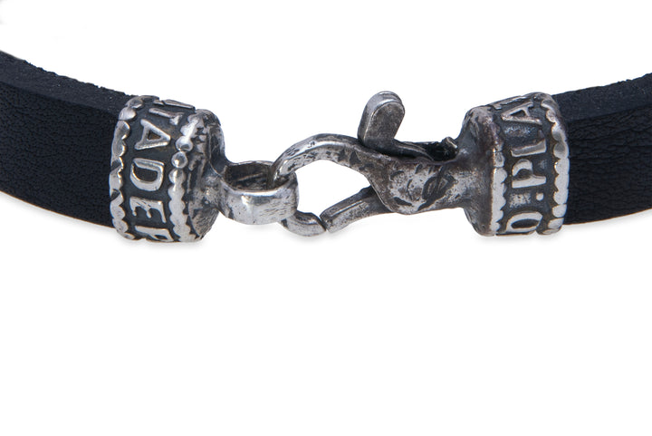 Leather bracelet with silver stamp