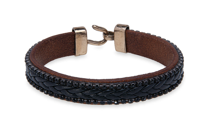 Leather bracelet with black braid