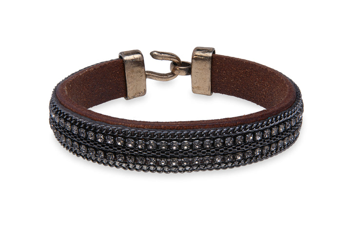 Leather bracelet with black braid