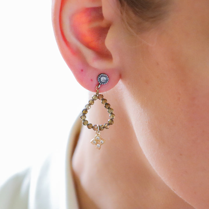 925 Silver Earrings with Brown Natural Stones