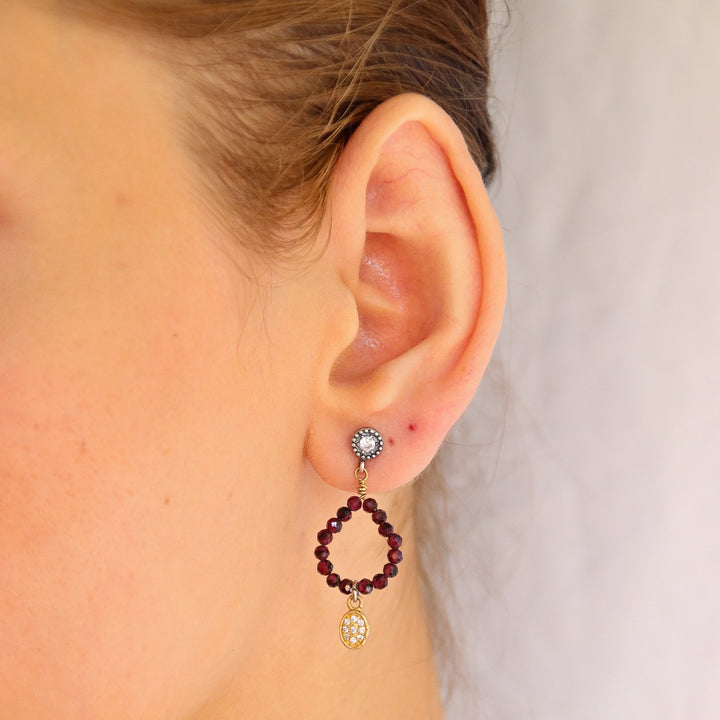 925 Silver Earrings with Natural Garnet Stones