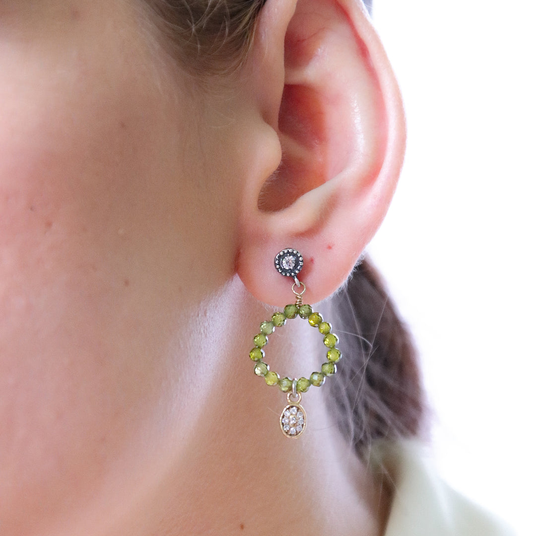 925 Silver Earrings with Green Natural Stones