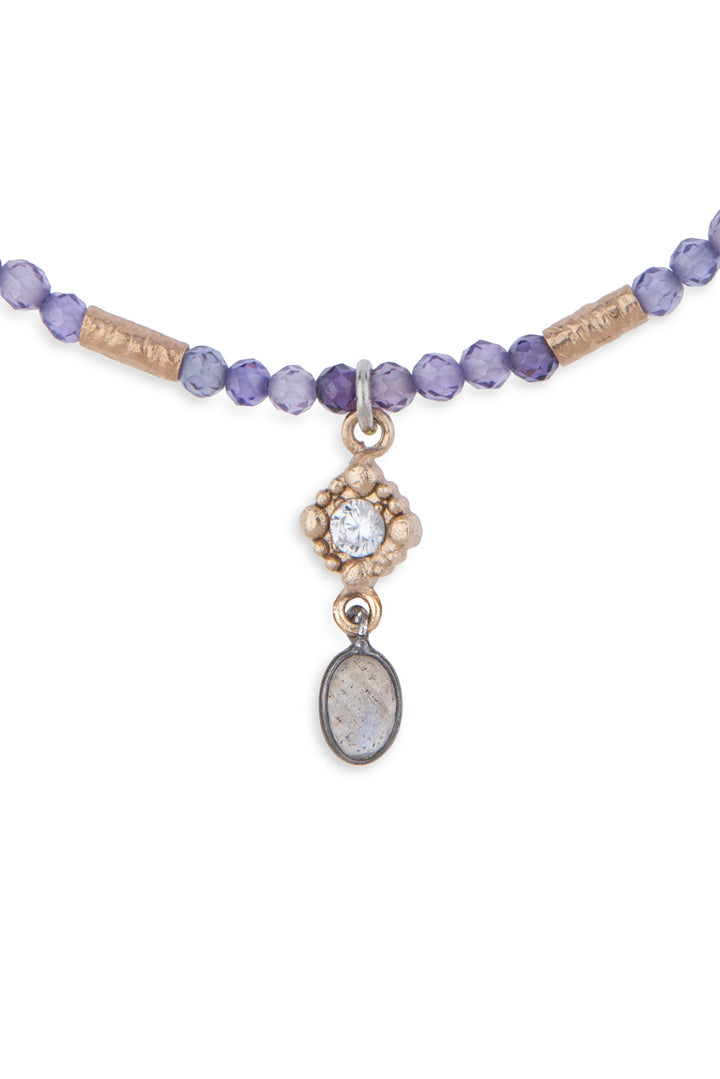 925 Silver Necklace with Purple Natural Stones