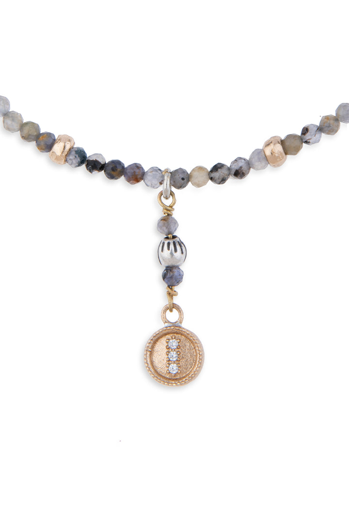 925 Silver Necklace with Grey Natural Stones