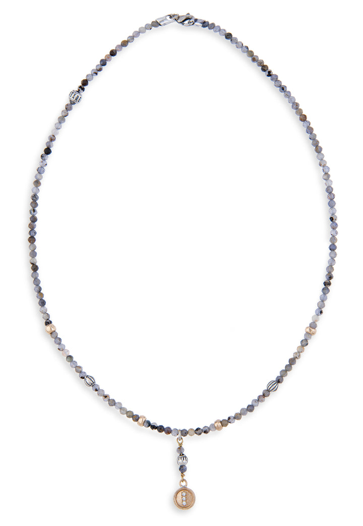 925 Silver Necklace with Grey Natural Stones