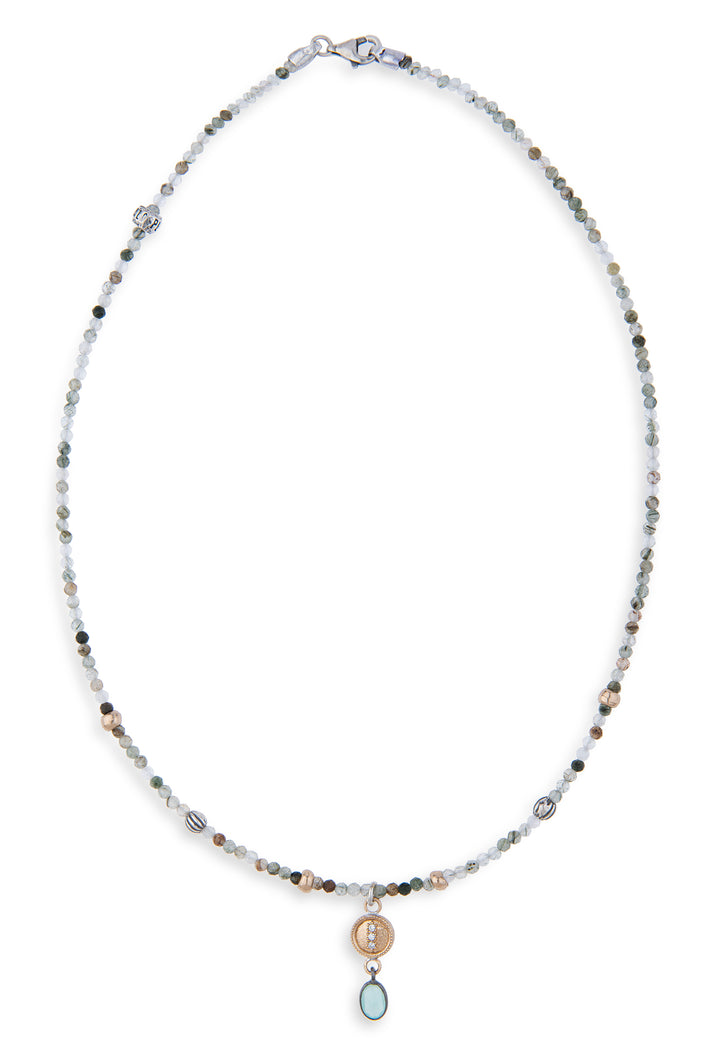 925 Silver Necklace with Blue Natural Stones