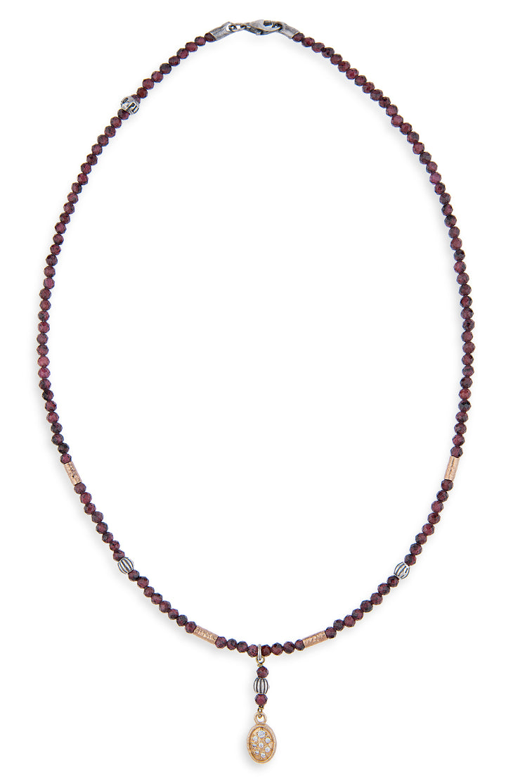 925 Silver Necklace with Natural Garnet Stones