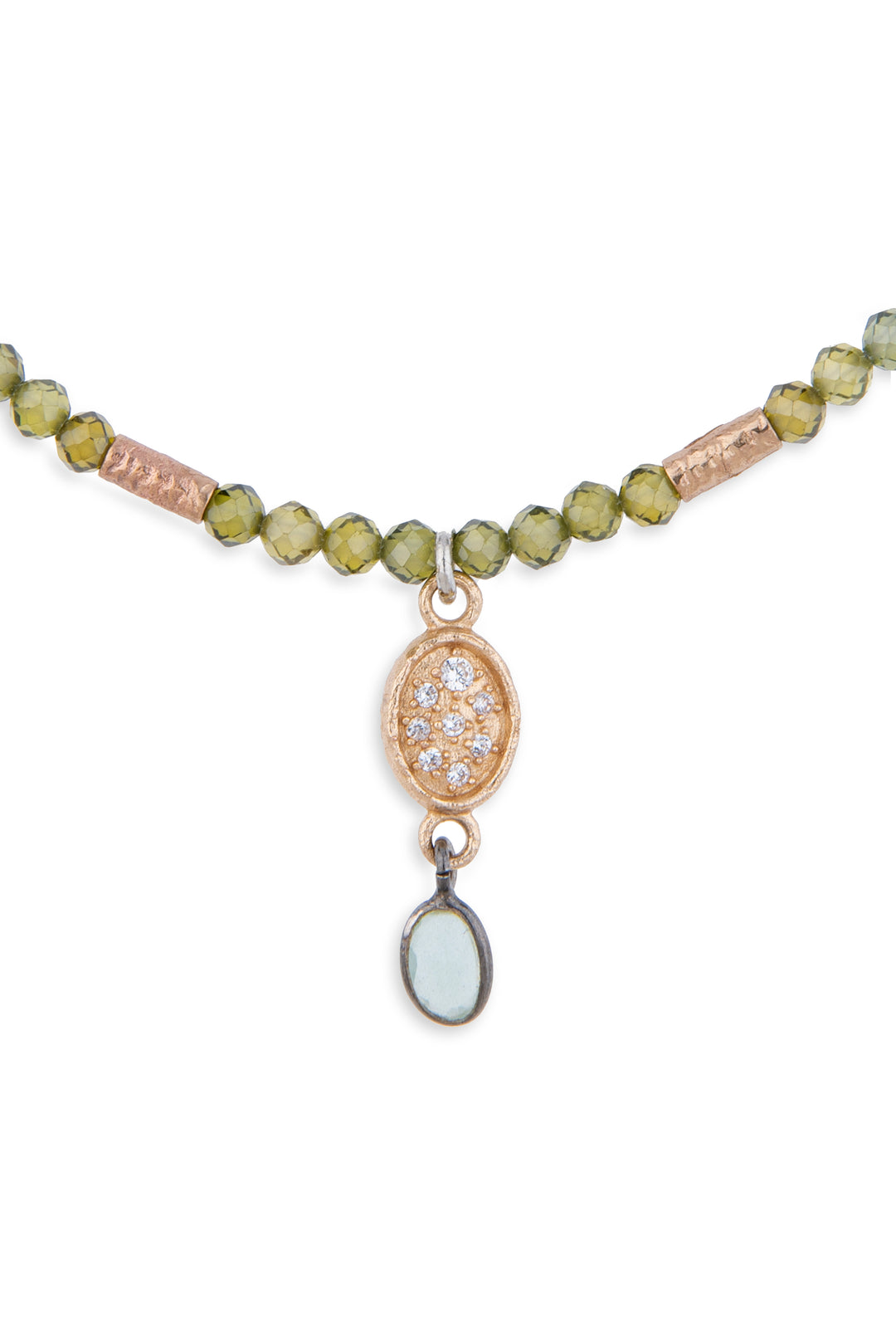 925 Silver Necklace with Green Natural Stones