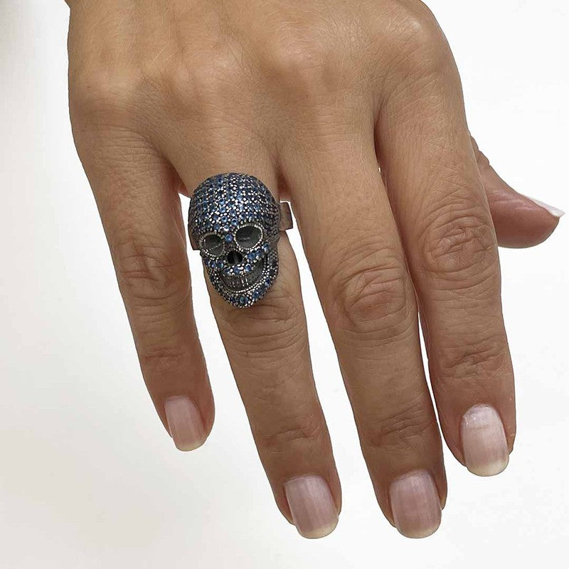 Anillo Unisex Calavera Blue en Plata 925 2