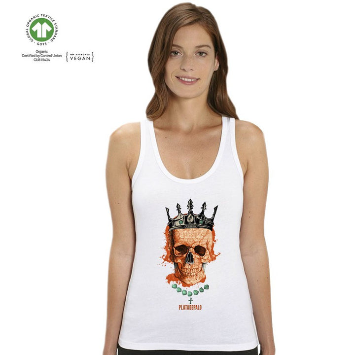 Camiseta Tirantes Reina Naranja Blanco 1