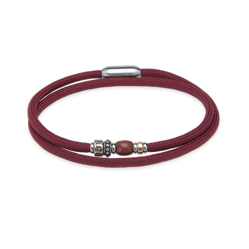 Pulsera doble de nylon granate 1