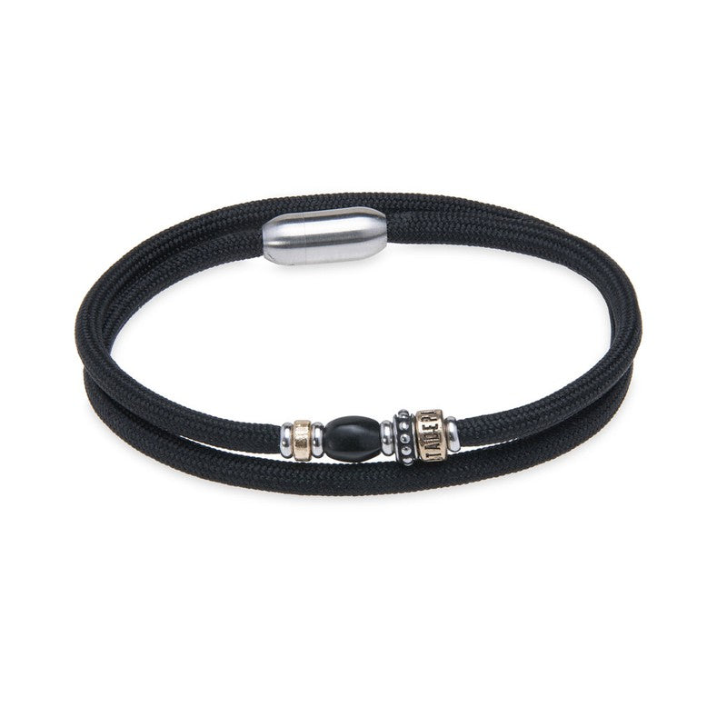 Pulsera doble de nylon negro 1