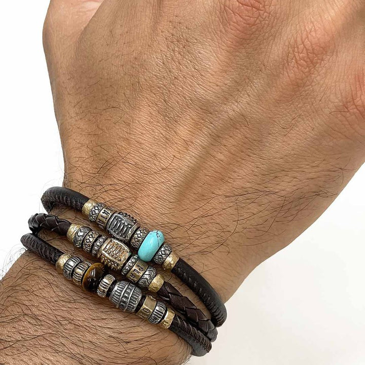 Pulsera Hombre ABODI de cuero liso 3