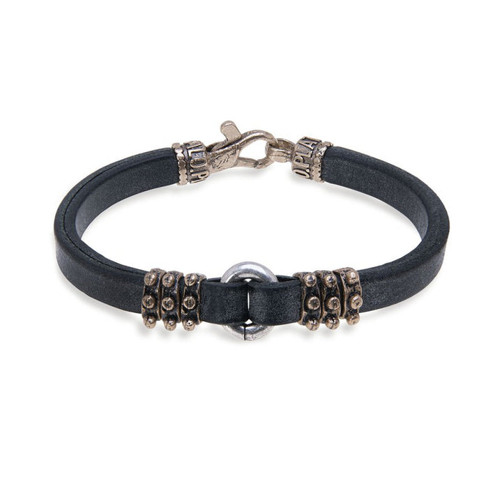 Pulsera Hombre DELFOS de cuero plano 1