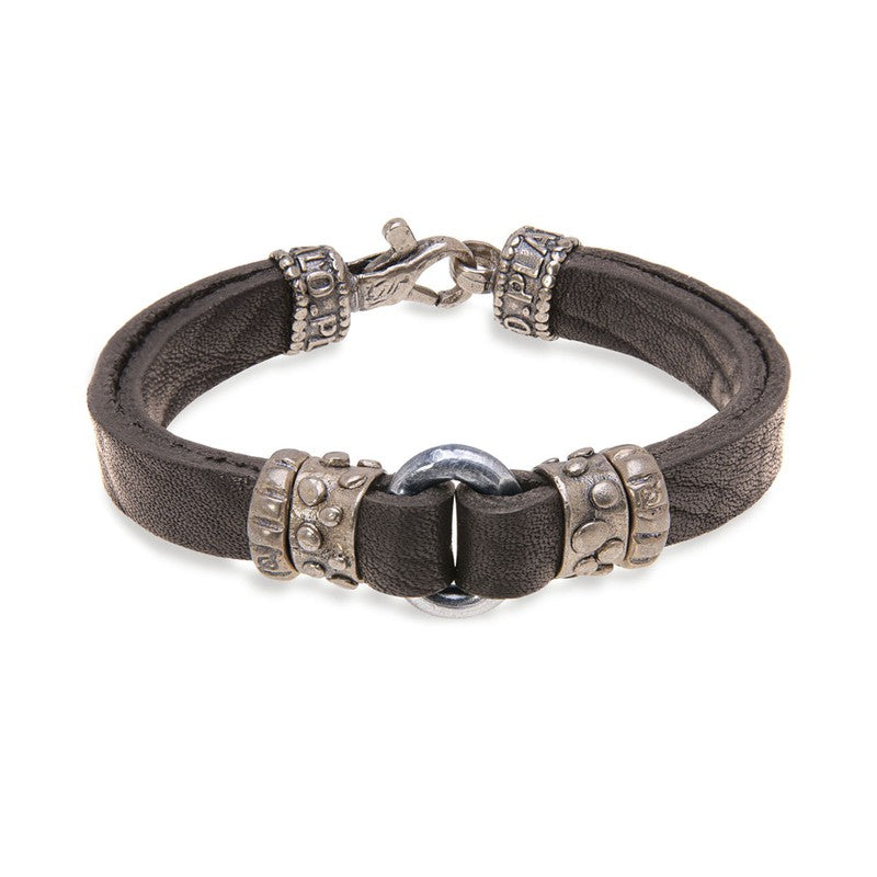 Pulsera Hombre DINO de cuero plano 1