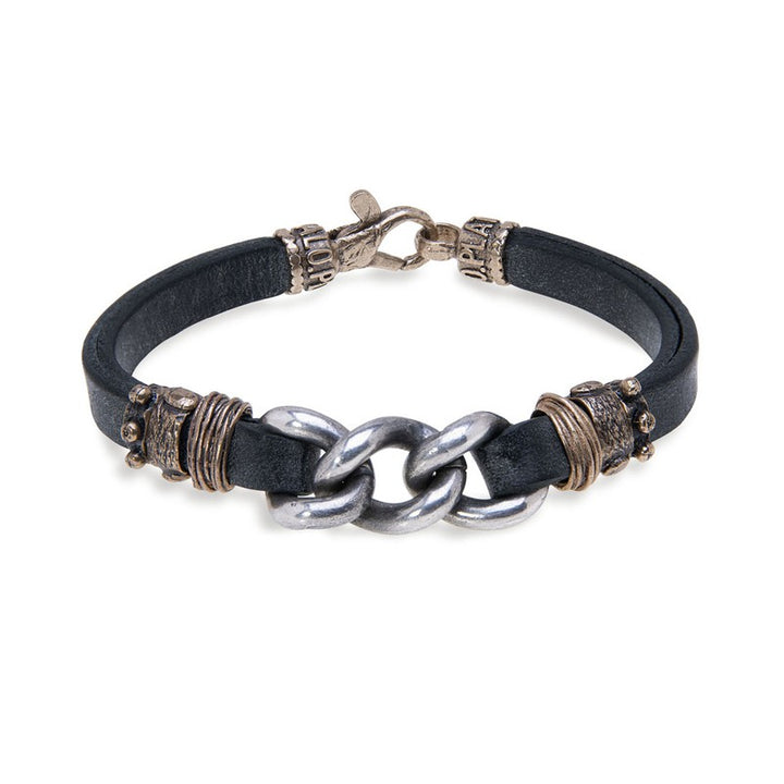 Pulsera Hombre DOLOS de cuero plano 1