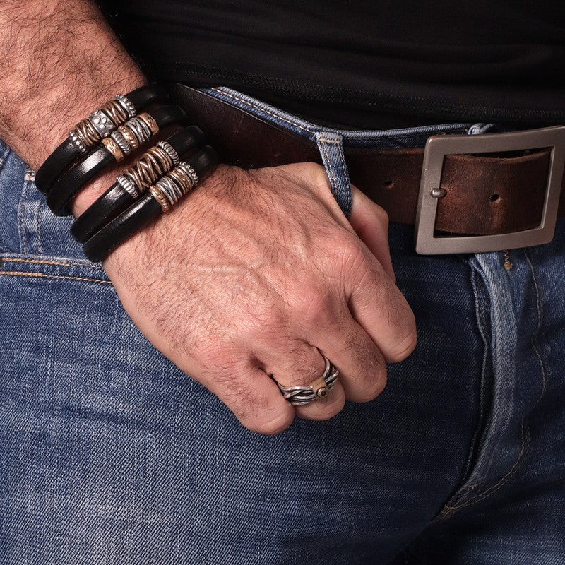 Pulsera Hombre Stud de cuero 2