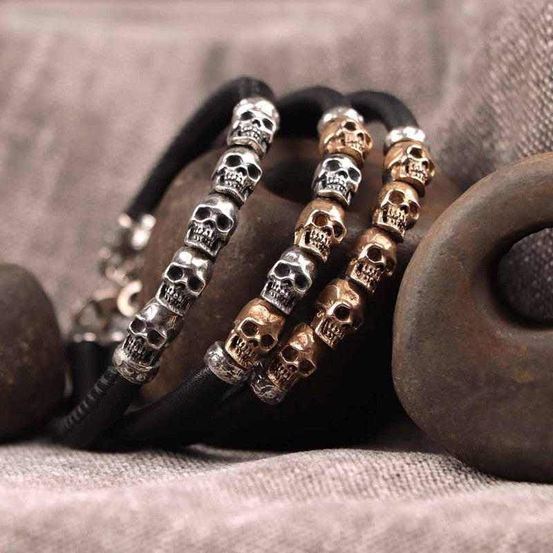 Pulsera Unisex Calavera Ringnes de cuero 2