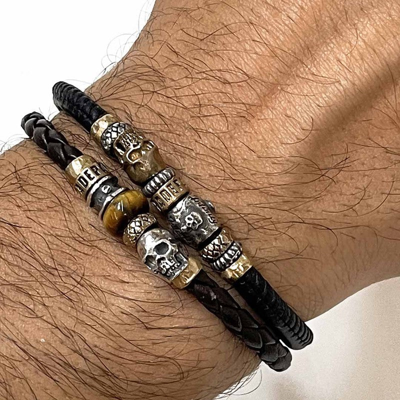 Pulsera Unisex Calavera Urko de cuero 2